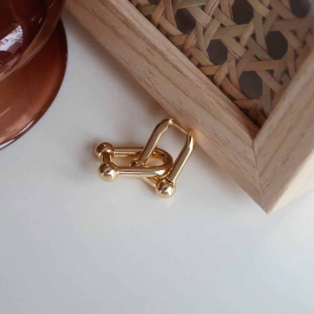 NEW 18K Gold Plated Chunky Link Earrings